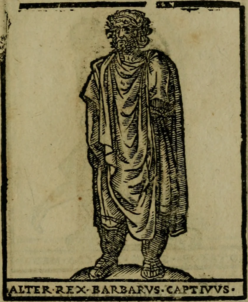 An illustration from Descrittione di Roma antica e moderna : nella quale si contengono chiese, monasterij, hospedali, compagnie, collegij e seminarij, tempij, teatri, anfiteatri, naumachie, cerchi, fori, curie, palazzi, e statue, librerie, musei, pitture, sculture, & i nomi de gli artefici : indice de'sommi pontefici, imperatori e duchi : con due copiosissime tauole, 1643, leaf 588