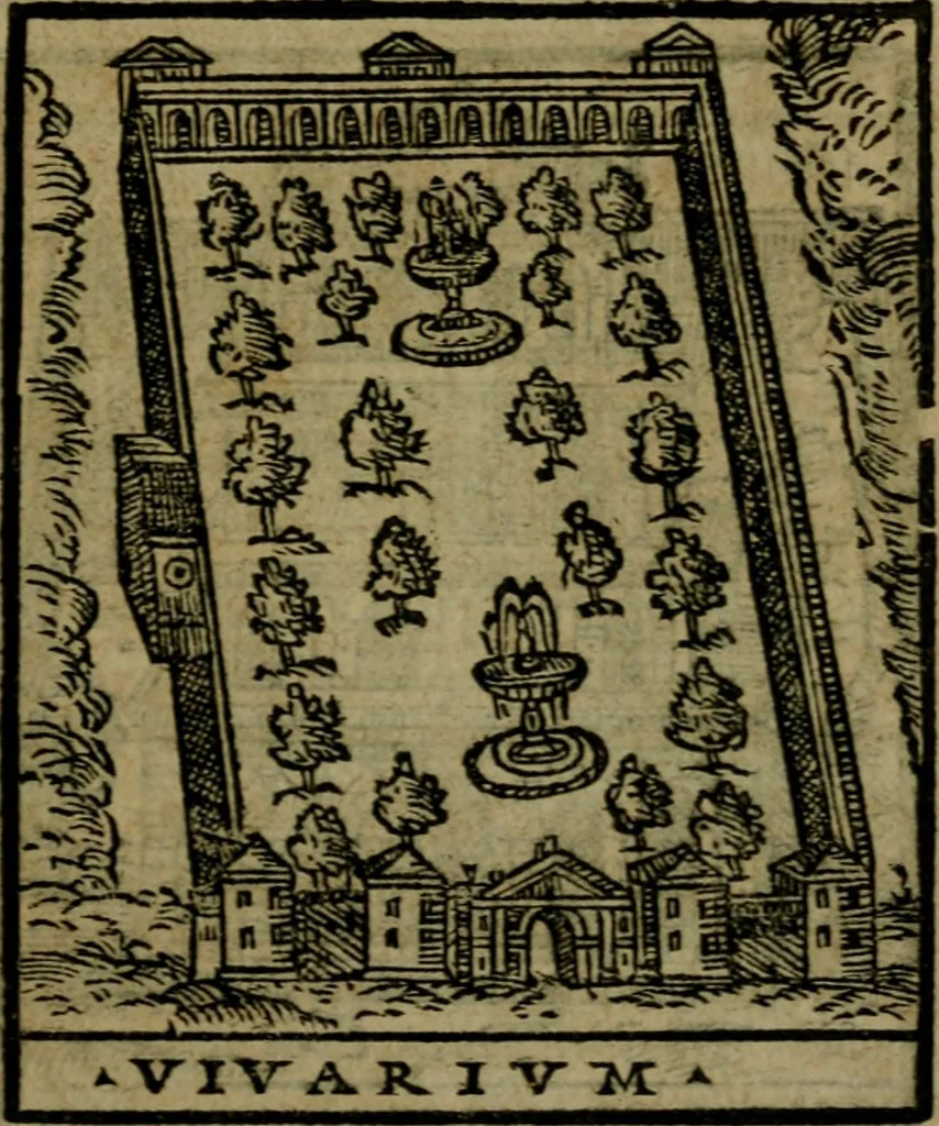 An illustration from Descrittione di Roma antica e moderna : nella quale si contengono chiese, monasterij, hospedali, compagnie, collegij e seminarij, tempij, teatri, anfiteatri, naumachie, cerchi, fori, curie, palazzi, e statue, librerie, musei, pitture, sculture, & i nomi de gli artefici : indice de'sommi pontefici, imperatori e duchi : con due copiosissime tauole, 1643, leaf 656