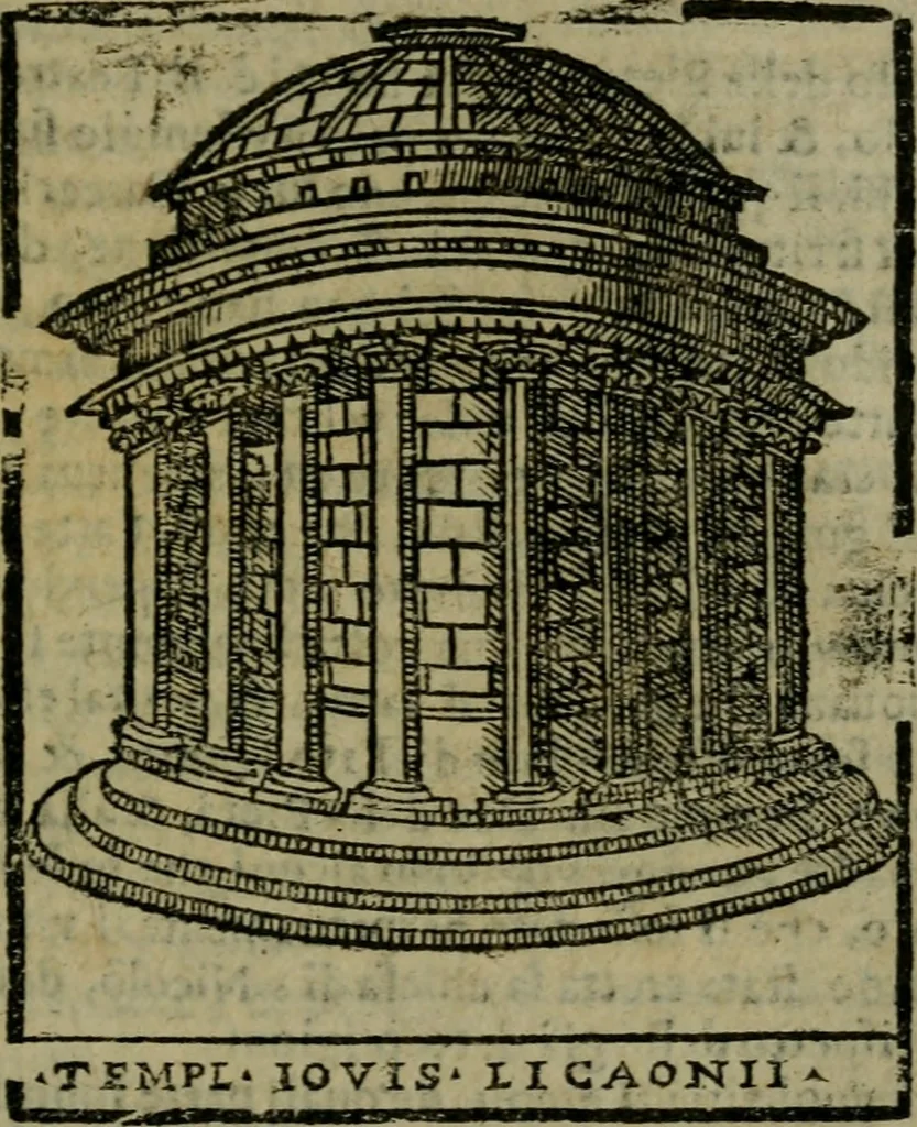 An illustration from Descrittione di Roma antica e moderna : nella quale si contengono chiese, monasterij, hospedali, compagnie, collegij e seminarij, tempij, teatri, anfiteatri, naumachie, cerchi, fori, curie, palazzi, e statue, librerie, musei, pitture, sculture, & i nomi de gli artefici : indice de'sommi pontefici, imperatori e duchi : con due copiosissime tauole, 1643, leaf 706