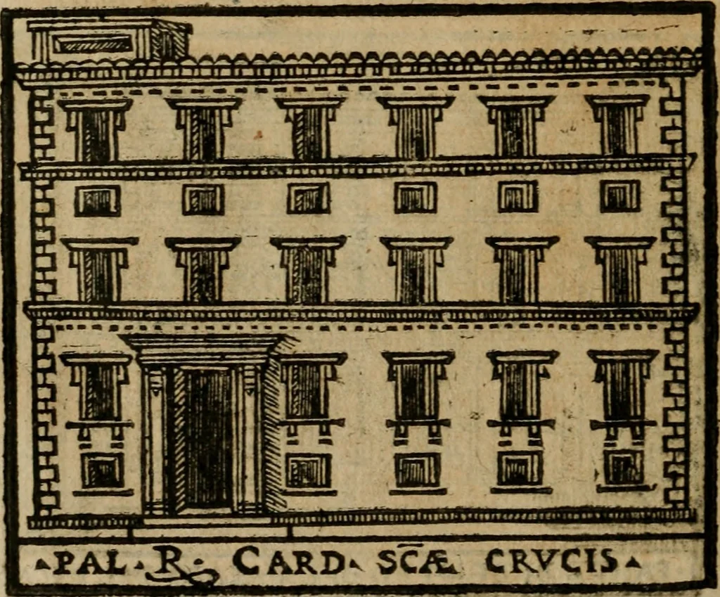An illustration from Descrittione di Roma antica e moderna : nella quale si contengono chiese, monasterij, hospedali, compagnie, collegij e seminarij, tempij, teatri, anfiteatri, naumachie, cerchi, fori, curie, palazzi, e statue, librerie, musei, pitture, sculture, & i nomi de gli artefici : indice de'sommi pontefici, imperatori e duchi : con due copiosissime tauole, 1643, leaf 747