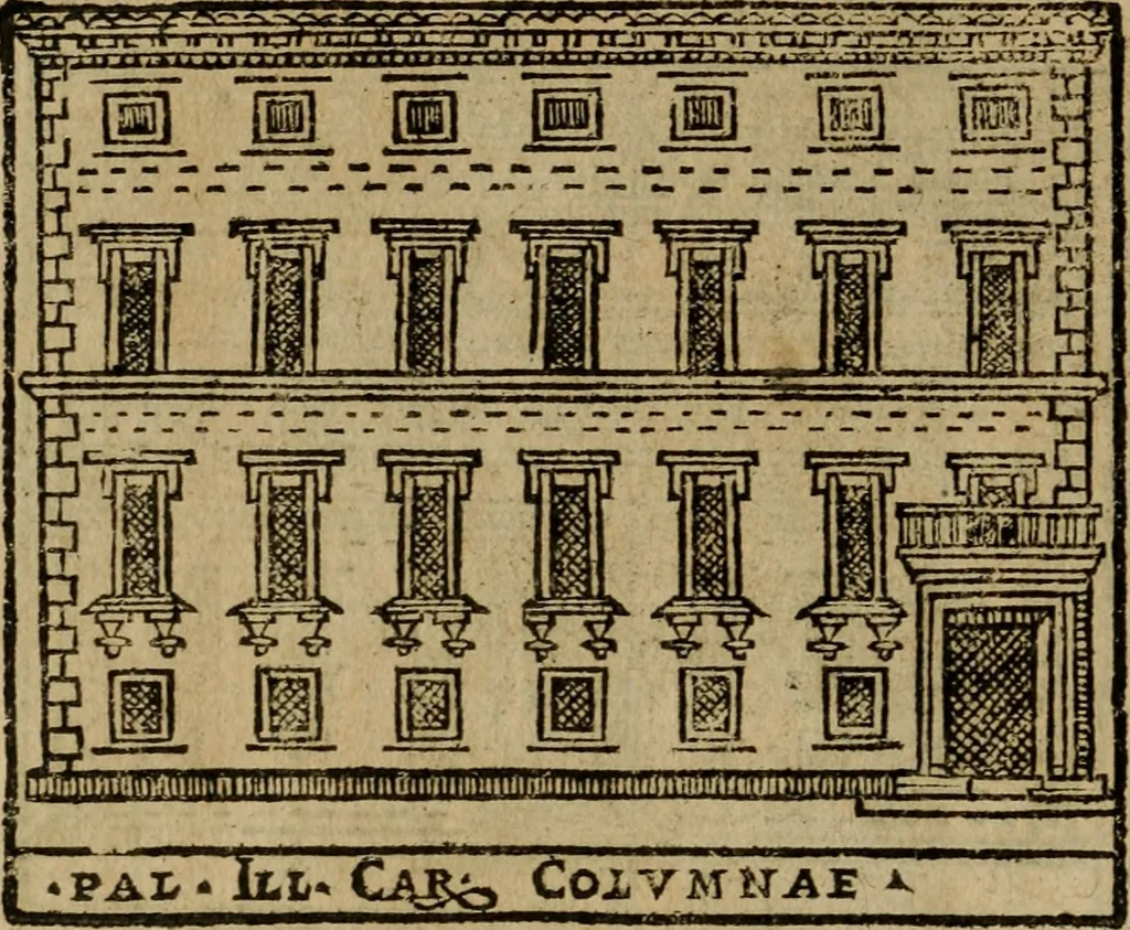 An illustration from Descrittione di Roma antica e moderna : nella quale si contengono chiese, monasterij, hospedali, compagnie, collegij e seminarij, tempij, teatri, anfiteatri, naumachie, cerchi, fori, curie, palazzi, e statue, librerie, musei, pitture, sculture, & i nomi de gli artefici : indice de'sommi pontefici, imperatori e duchi : con due copiosissime tauole, 1643, leaf 765