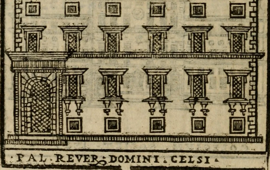 An illustration from Descrittione di Roma antica e moderna : nella quale si contengono chiese, monasterij, hospedali, compagnie, collegij e seminarij, tempij, teatri, anfiteatri, naumachie, cerchi, fori, curie, palazzi, e statue, librerie, musei, pitture, sculture, & i nomi de gli artefici : indice de'sommi pontefici, imperatori e duchi : con due copiosissime tauole, 1643, leaf 783