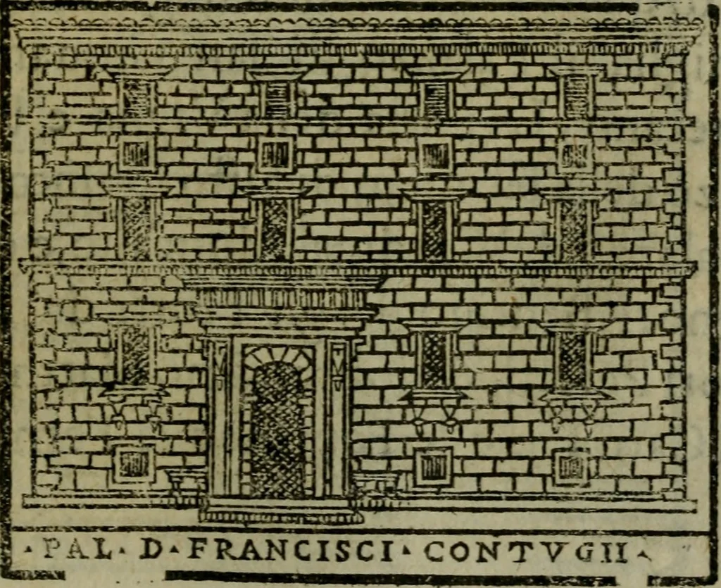 An illustration from Descrittione di Roma antica e moderna : nella quale si contengono chiese, monasterij, hospedali, compagnie, collegij e seminarij, tempij, teatri, anfiteatri, naumachie, cerchi, fori, curie, palazzi, e statue, librerie, musei, pitture, sculture, & i nomi de gli artefici : indice de'sommi pontefici, imperatori e duchi : con due copiosissime tauole, 1643, leaf 786