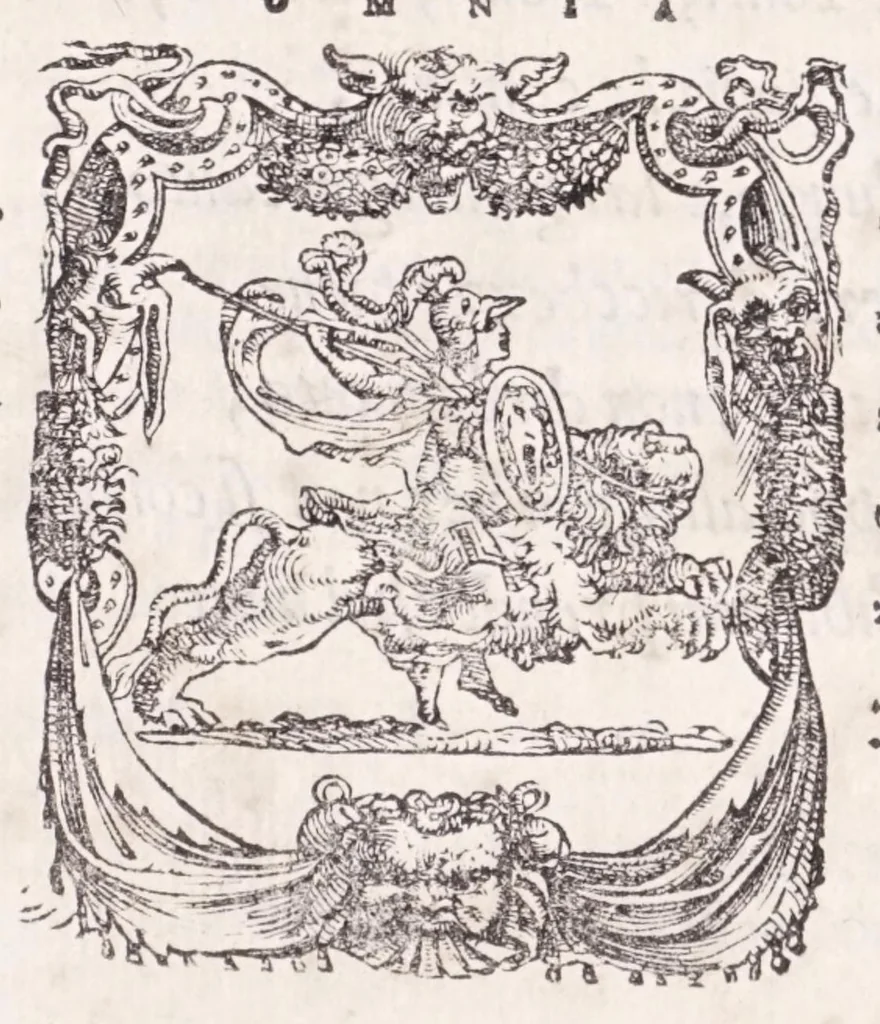 An illustration from Descrittione di tvtta Italia di F. Leandro Alberti bolognese : nella qvale si contiene il sito di essa, l'origine, & le Signorie della Città, & de i Castelli, co i nomi antichi, & moderni, i costumi de' popoli, le conditioni de i paesi : et piv, gli hvomini famosi, che l'hanno illustrata, i Monti, i Laghi, i Fiumi, le Fontane, i Bagni, le Minere; con tutte l'opere marauigliose in lei dalla Natura prodotte, 1553, leaf 5