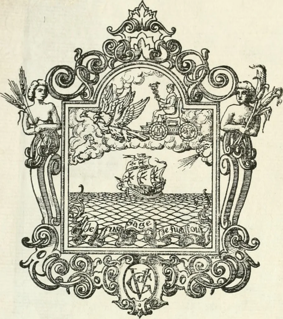 An illustration from Descrizione della entrata della serenissima regina Giovanna d'Avstria et dell'apparato, fatto in Firenze nella venuta, & per le felicissime nozze di Sua Altezza et dell'illustrissimo, & eccellentissimo s. Don Francesco de Medici, principe di Fiorenza, & di Siena, 1566, leaf 1