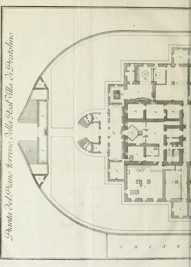 An illustration from Descrizione della regia villa, fontane, e fabbriche di Pratolino, 1742, leaf 73