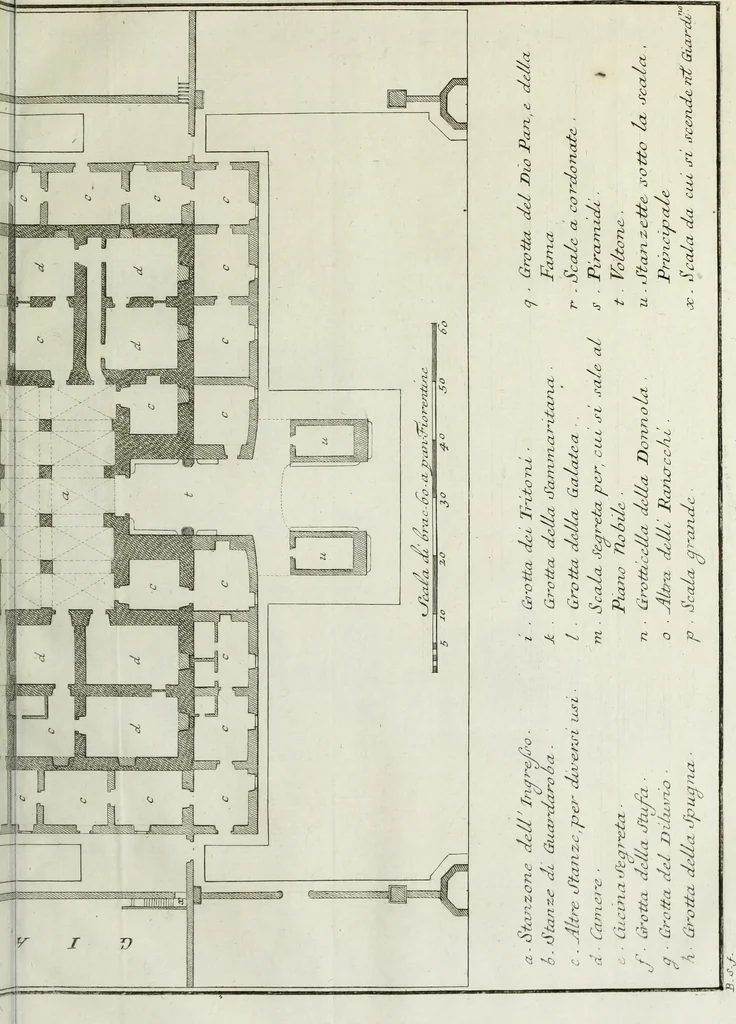 An illustration from Descrizione della regia villa, fontane, e fabbriche di Pratolino, 1742, leaf 74