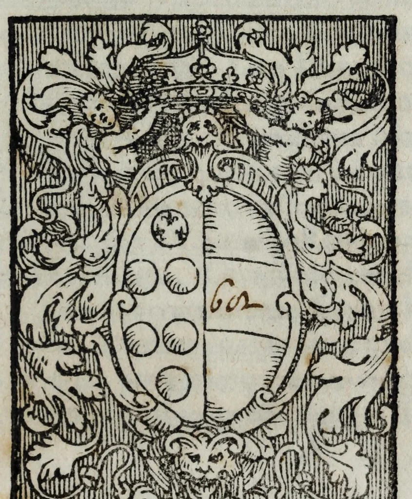An illustration from Descrizione dell' apparato fatto nel Tempio di S. Giovanni di Fiorenza : per lo battesimo della signora prima figliuola dell'illustrissimo, & eccellentissimo s. principe di Fiorenza, & Siena don Francesco Medici, e della serenissima reina Giauanna d'Avstria, 1568, leaf 3