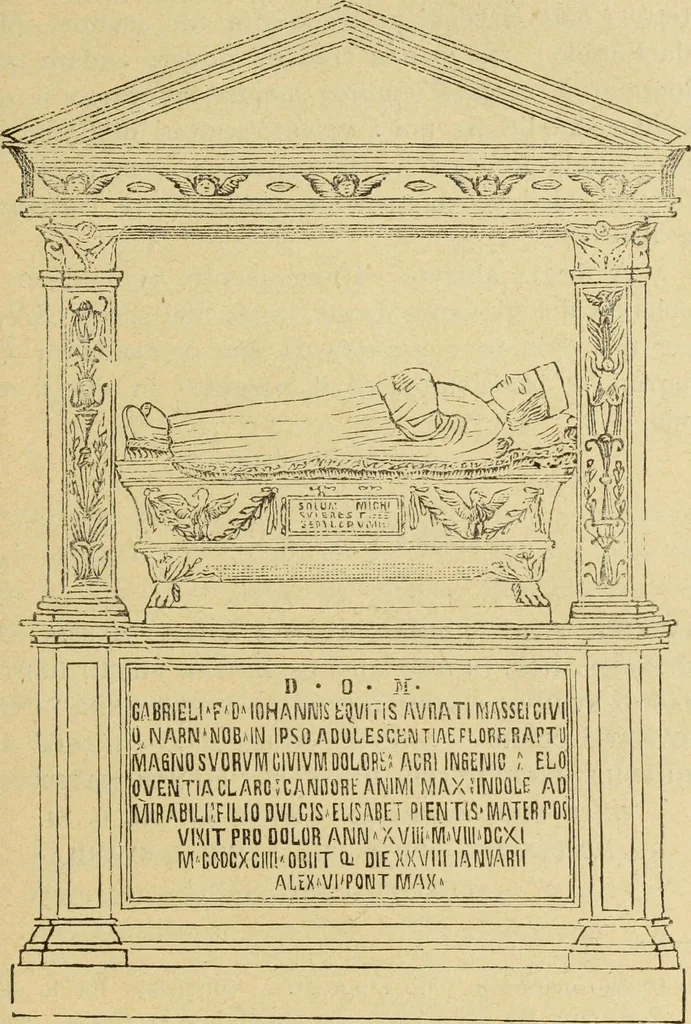 An illustration from Descrizione delle chiese di Narni e suoi dintorni le più importanti rispetto all'antichità e alle belle arti, 1898, leaf 275