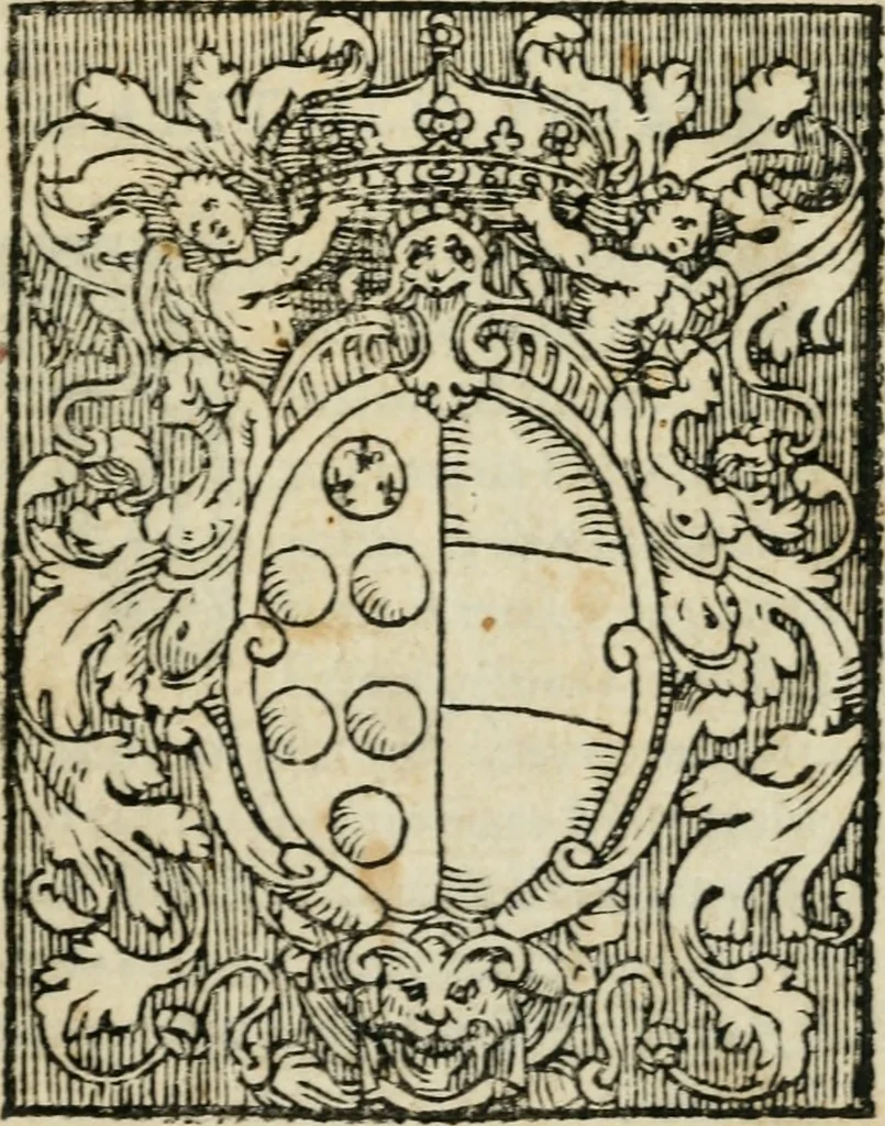 An illustration from Descrizione dell'entrata della sereniss. reina Giouanna d'Austria et dell'apparato, fatto in Firenze nella venuta, & per le felicissime nozze di S. Altezza et dell'illustrissimo, & eccellentiss. s. Don Francesco de Medici, prencipe di Fiorenza, & di Siena, 1566, leaf 6