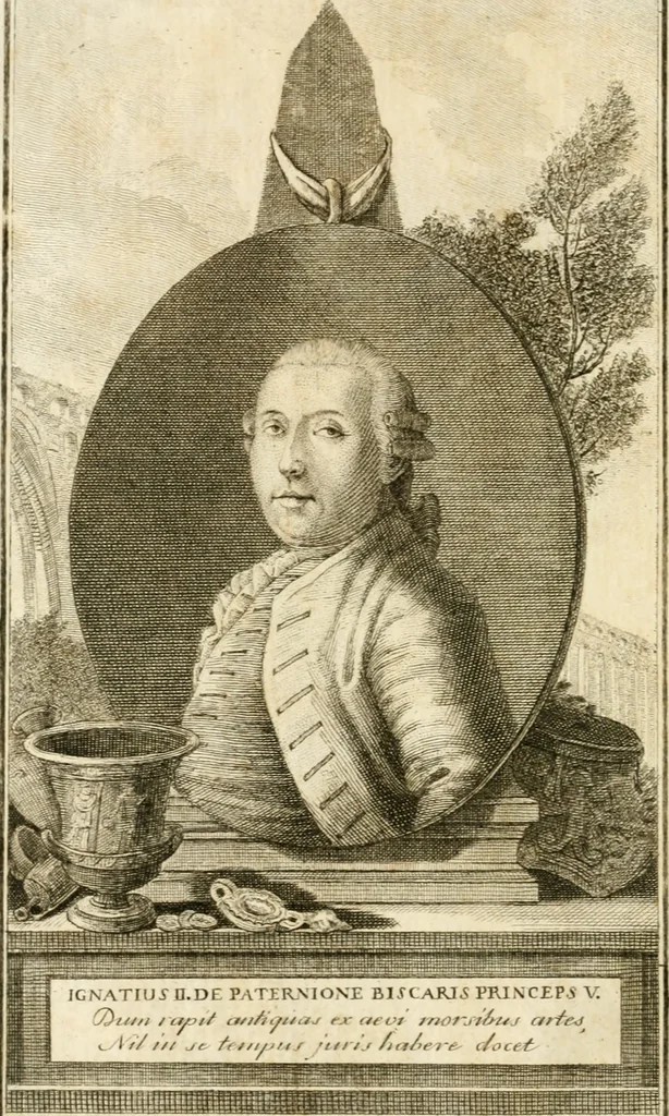 An illustration from Descrizione del museo d'antiquaria e del gabinetto d'istoria naturale del signor principe di Biscari, 1787, leaf 5