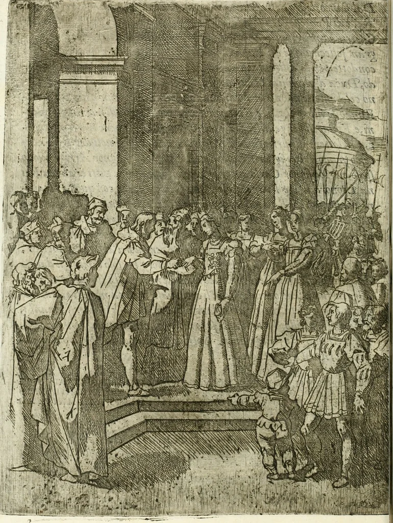 An illustration from Descrizione del regale apparato per le nozze della serenissima Madama Cristina di Loreno, moglie del serenissimo don Ferdinando Medici, III. granduca di Toscana, 1589, leaf 105