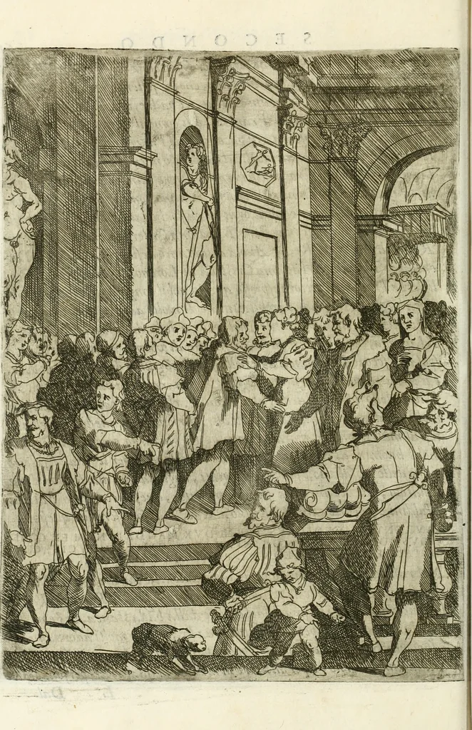 An illustration from Descrizione del regale apparato per le nozze della serenissima Madama Cristina di Loreno, moglie del serenissimo don Ferdinando Medici, III. granduca di Toscana, 1589, leaf 107
