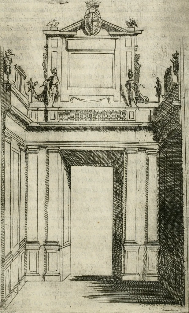 An illustration from Descrizione del regale apparato per le nozze della serenissima Madama Cristina di Loreno, moglie del serenissimo don Ferdinando Medici, III. granduca di Toscana, 1589, leaf 128