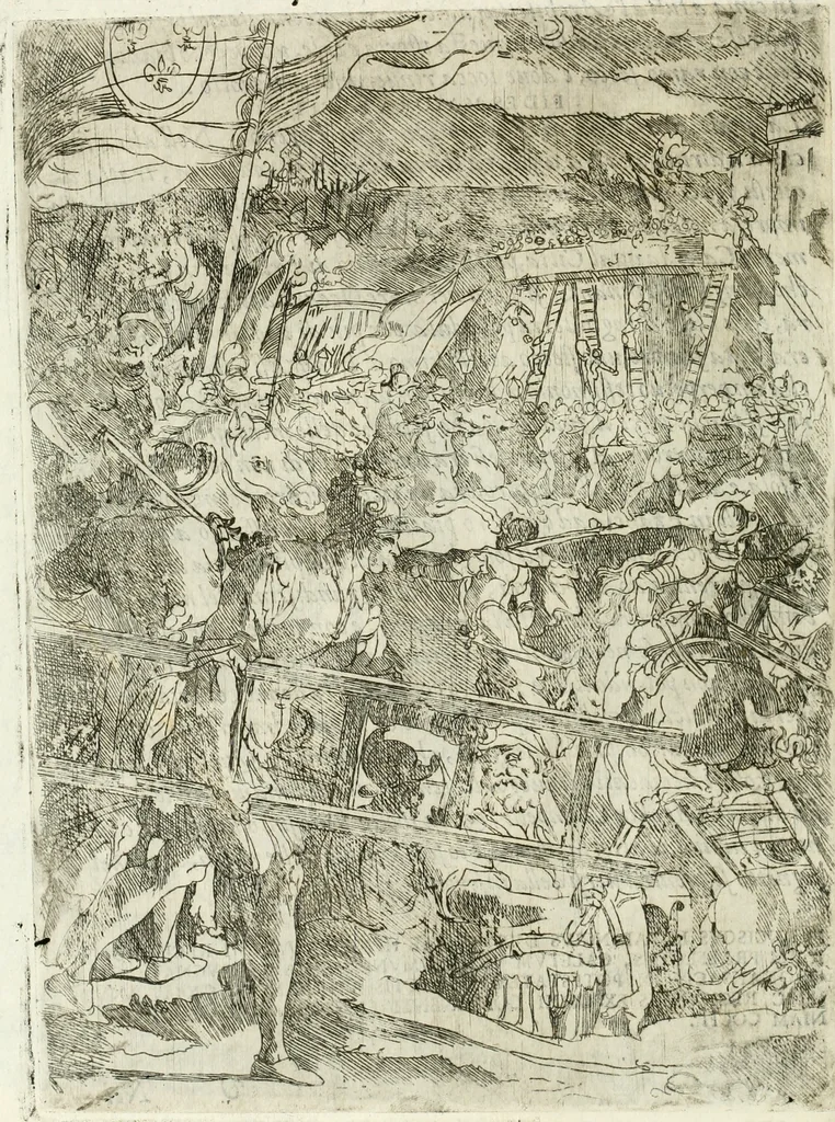 An illustration from Descrizione del regale apparato per le nozze della serenissima Madama Cristina di Loreno, moglie del serenissimo don Ferdinando Medici, III. granduca di Toscana, 1589, leaf 143