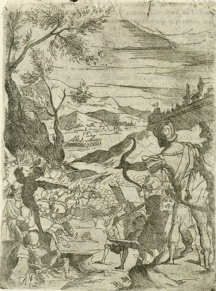 An illustration from Descrizione del regale apparato per le nozze della serenissima Madama Cristina di Loreno, moglie del serenissimo don Ferdinando Medici, III. granduca di Toscana, 1589, leaf 145