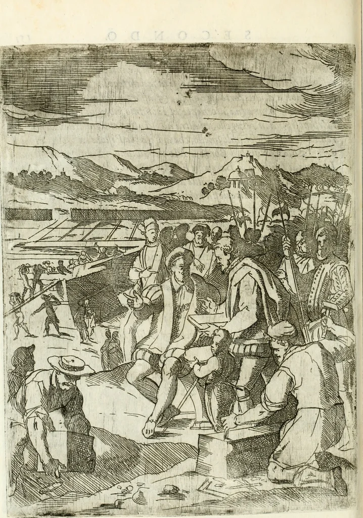 An illustration from Descrizione del regale apparato per le nozze della serenissima Madama Cristina di Loreno, moglie del serenissimo don Ferdinando Medici, III. granduca di Toscana, 1589, leaf 201