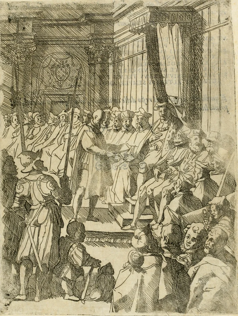 An illustration from Descrizione del regale apparato per le nozze della serenissima Madama Cristina di Loreno, moglie del serenissimo don Ferdinando Medici, III. granduca di Toscana, 1589, leaf 224