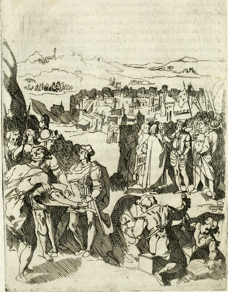 An illustration from Descrizione del regale apparato per le nozze della serenissima Madama Cristina di Loreno, moglie del serenissimo don Ferdinando Medici, III. granduca di Toscana, 1589, leaf 61