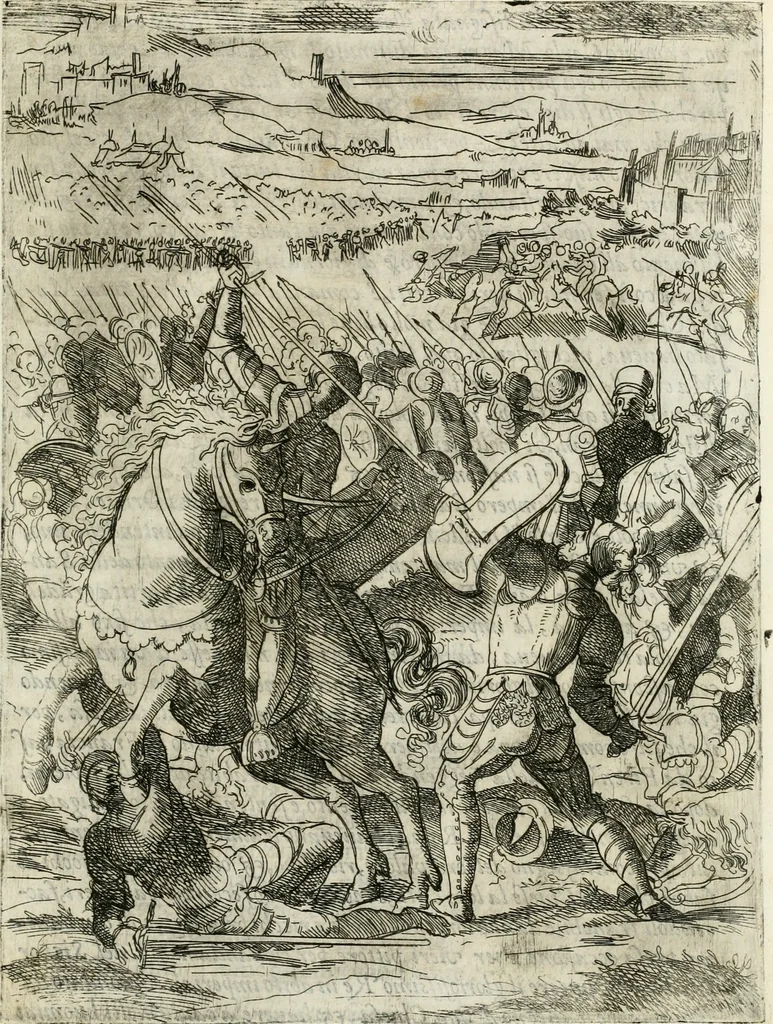 An illustration from Descrizione del regale apparato per le nozze della serenissima Madama Cristina di Loreno, moglie del serenissimo don Ferdinando Medici, III. granduca di Toscana, 1589, leaf 64