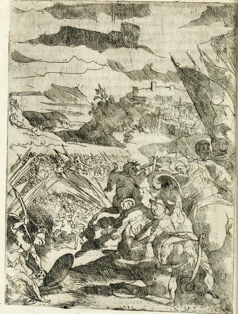 An illustration from Descrizione del regale apparato per le nozze della serenissima Madama Cristina di Loreno, moglie del serenissimo don Ferdinando Medici, III. granduca di Toscana, 1589, leaf 73