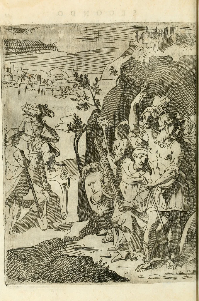 An illustration from Descrizione del regale apparato per le nozze della serenissima Madama Cristina di Loreno, moglie del serenissimo don Ferdinando Medici, III. granduca di Toscana, 1589, leaf 87
