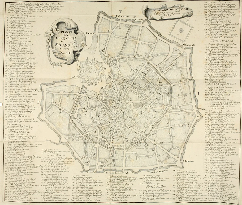 An illustration from Descrizione di Milano : ornata con molti disegni in rame delle fabbriche più cospicue, che si trovano in questa metropoli, 1737, leaf 82