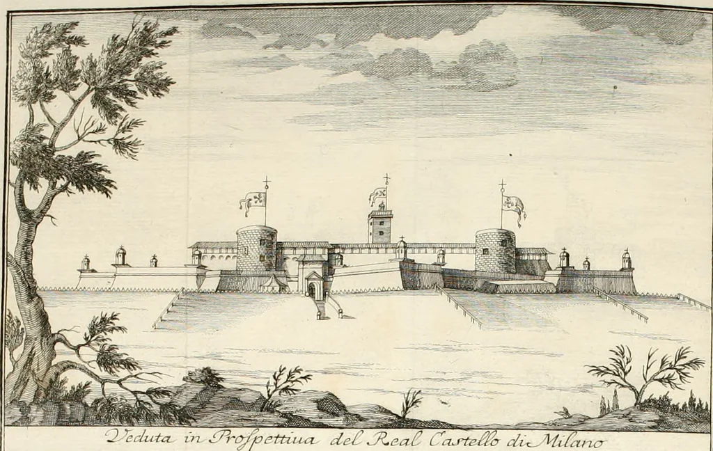 An illustration from Descrizione di Milano : ornata con molti disegni in rame delle fabbriche più cospicue, che si trovano in questa metropoli, 1737, leaf 500