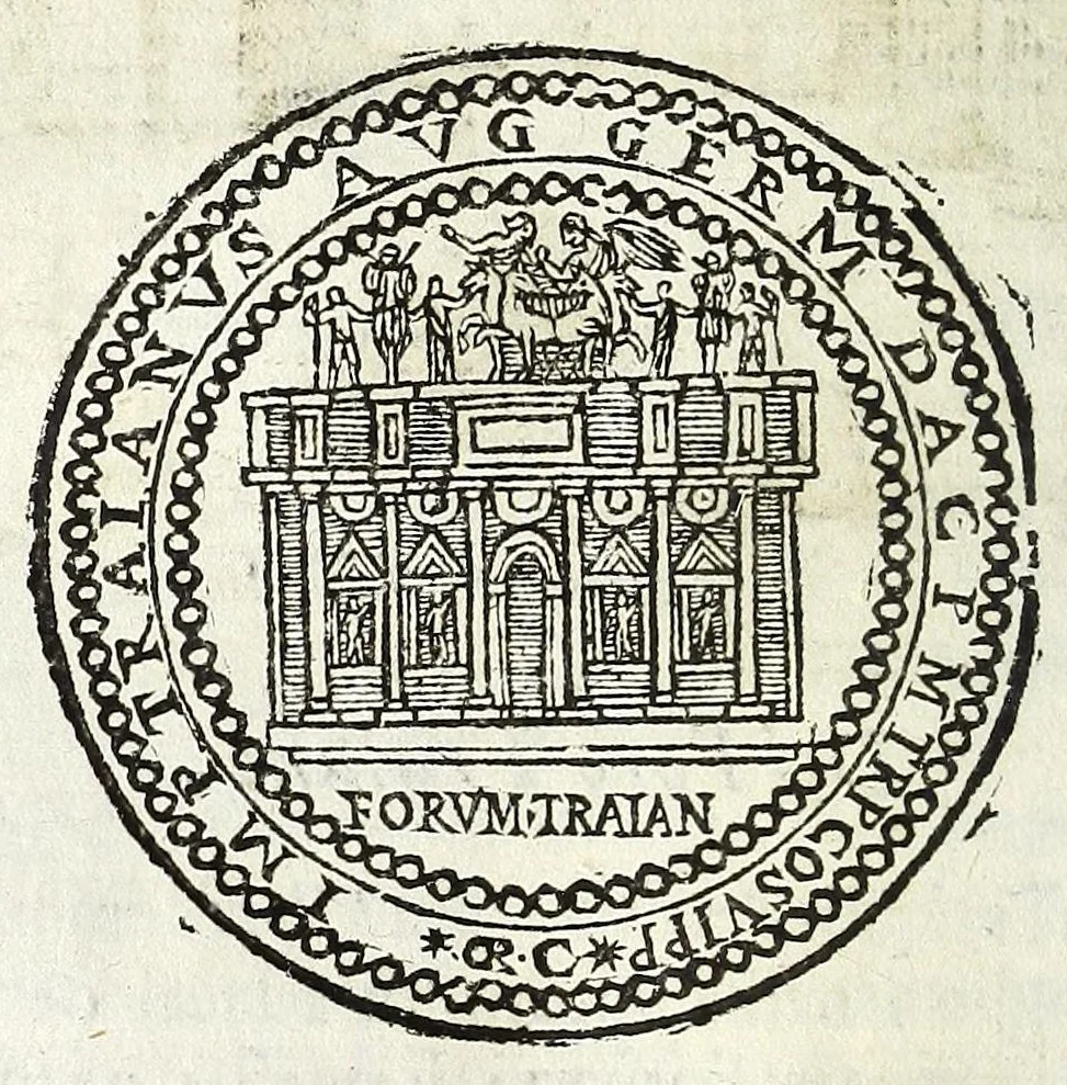 An illustration from Descrizione di Roma moderna : formata nuouamente con le autorità del cardinal Baronio, Alfonso Ciaconio, d'Antonio Bosio, Ottavio Panciroli, e d'altri celebri autori accennati nella lettera al lettore : nella quale si discorre delle sagre basiliche, chiefe, collegij, confraternite, librerie, monasterij, opsedali, fontane, giardini, palazzi, pitture, sculture, e statue più famose, che sono dentro, e fuori della città : come ancora dell'opere pie, indulgenze, e reliquie de' santi custodite nelle dette chiese, e de' sommi pontefici, e cardinali fondatori o restauratori delle medesime : distinta in quattordici rioni, abbellita con figure nuoue di rame, & accresciuta di molte notizie istoriche, 1697, leaf 180