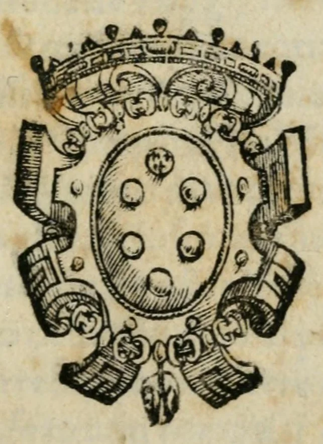 An illustration from Descrizione di tutte le feste, e mascherate fatte in Firenze per il carnouale, questo anno, 1567 : e insieme l'ordine del battesimo della primogenita dell'illust. & eccell. S. principe di Firenze, e Siena, con gl'intermedij della commedia, et dell'apparato fatto per detto battesimo, 1567, leaf 5