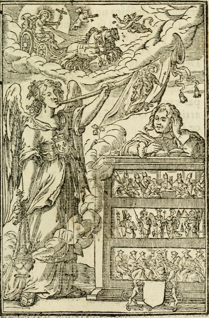 An illustration from Des decorations funebres, ou il est amplement traite' des tentures, des lumieres, des mausolées, catafalques, inscriptions & autres ornemens funebres; avec tout ce qui s'est fait de plus considerable depuis plus d'un siecle, pour les papes, empereurs, rois, reines, cardinaux, princes, prelats, sçavans & personnes illustres en naissance, vertu & dignitè, &c. .., 1684, leaf 226
