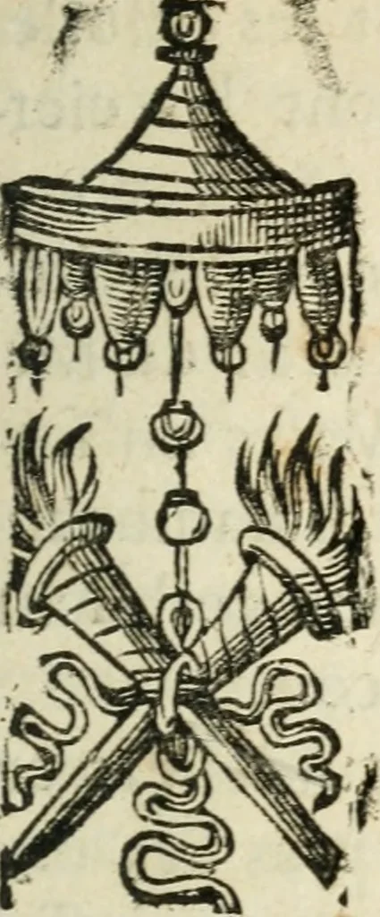 An illustration from Des decorations funebres, ou il est amplement traite' des tentures, des lumieres, des mausolées, catafalques, inscriptions & autres ornemens funebres; avec tout ce qui s'est fait de plus considerable depuis plus d'un siecle, pour les papes, empereurs, rois, reines, cardinaux, princes, prelats, sçavans & personnes illustres en naissance, vertu & dignitè, &c. .., 1684, leaf 238
