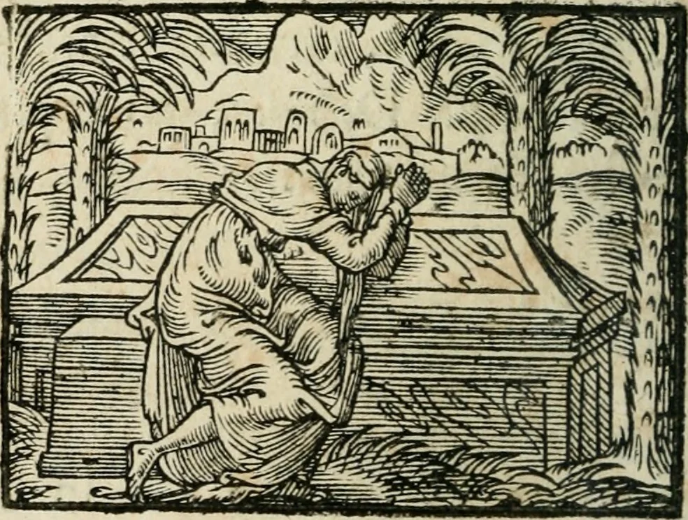 An illustration from Des decorations funebres, ou il est amplement traite' des tentures, des lumieres, des mausolées, catafalques, inscriptions & autres ornemens funebres; avec tout ce qui s'est fait de plus considerable depuis plus d'un siecle, pour les papes, empereurs, rois, reines, cardinaux, princes, prelats, sçavans & personnes illustres en naissance, vertu & dignitè, &c. .., 1684, leaf 27