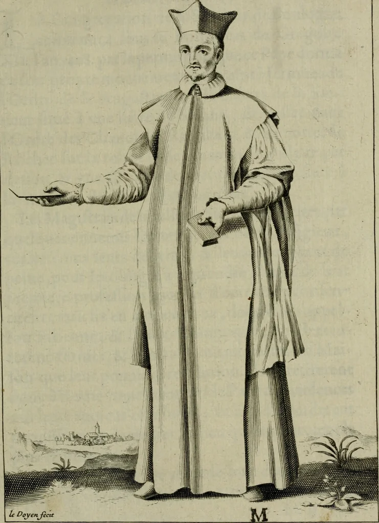 An illustration from Figures des differents habits des chanoines reguliers en ce siecle : auec vn discours sur les habits anciens et modernes de chanoines tant seculiers, que reguliers, 1666, leaf 106