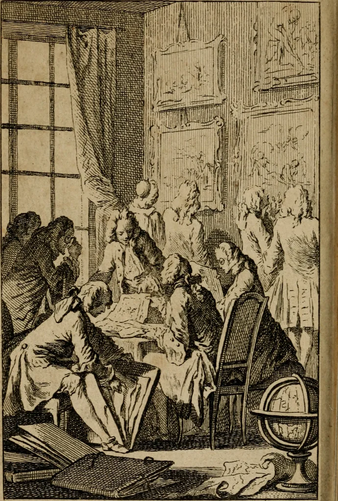 An illustration from Catalogue raisonné des diverses curiosités du cabinet de feu M. Quentin de Lorangere, composé de tableaux originaux des meilleurs maîtres de Flandres, d'une très-nombreuse collection de desseins & d'estampes de toutes les ecoles, de plusieurs atlas & suites de cartes, de quantité de morceaux de topographie, & d'un coquillier fait avec choix ..., 1744, leaf 7