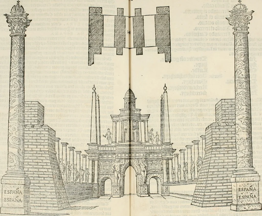 An illustration from De seer wonderlijcke, schoone, triumphelijcke incompst, van den hooghmogenden Prince Philips, Prince van Spaignen, Caroli des vijfden, Keysers sone : inde stadt van Antwerpen, anno M.CCCCC.XLIX, 1550, leaf 40