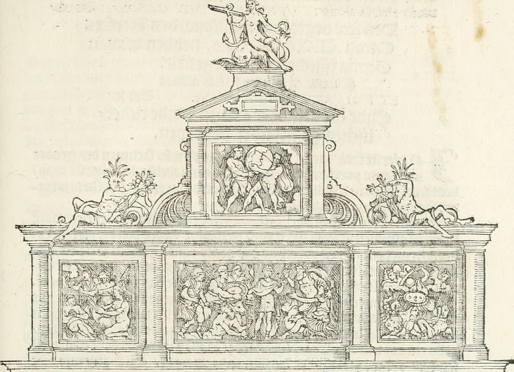 An illustration from De seer wonderlijcke, schoone, triumphelijcke incompst, van den hooghmogenden Prince Philips, Prince van Spaignen, Caroli des vijfden, Keysers sone : inde stadt van Antwerpen, anno M.CCCCC.XLIX, 1550, leaf 46