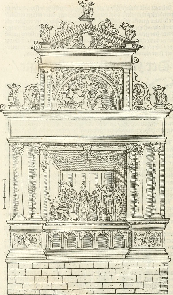 An illustration from De seer wonderlijcke, schoone, triumphelijcke incompst, van den hooghmogenden Prince Philips, Prince van Spaignen, Caroli des vijfden, Keysers sone : inde stadt van Antwerpen, anno M.CCCCC.XLIX, 1550, leaf 99