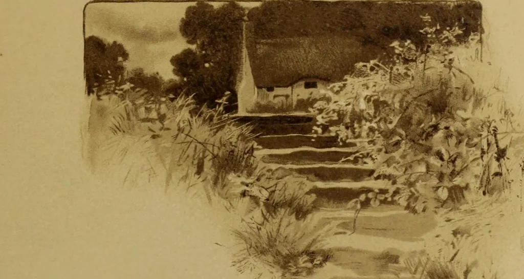 An illustration from The deserted village, 1800, leaf 34