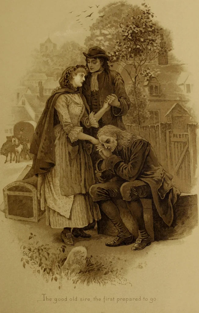 An illustration from The deserted village, 1800, leaf 44