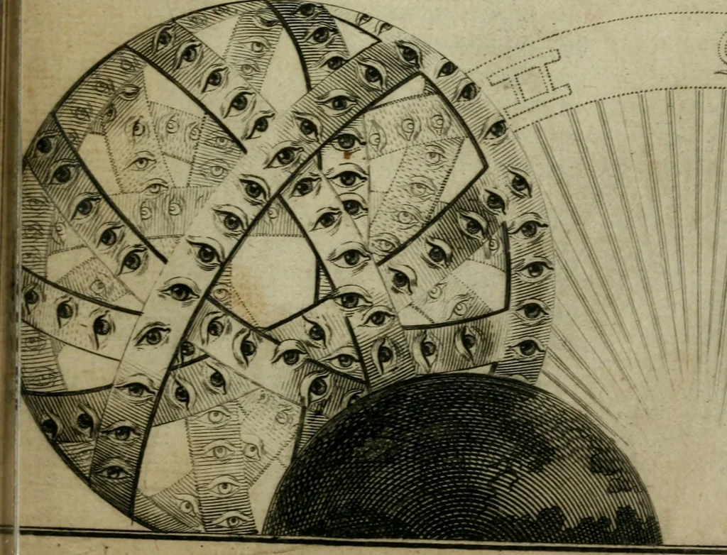 An illustration from Des gottseeligen hocherleuchteten Jacob Böhmens teutonici Philosophi Alle theosophische Wercken : darinnen alle tieffe Geheimnüsse Gottes der ewigen und zeitlichen Natur und Creatur : samt dem wahren Grunde christlicher Religion und der Gottseeligkeit, nach dem apostolischen Gezeugnüss offenbahrer werden : theils aus des Authoris eigenen Originalen, theils aus den ersten und nachgesehenen besten Copyen auffs fleissigste corrigiret : und in Beyfügung etlicher Clavium so vorhin noch nie gedruckt, nebenst einem zweyfachen Register : den Liebhabern göttlicher und natürlicher Weissheit zum besten an Tag gegeben, 1682, leaf 126