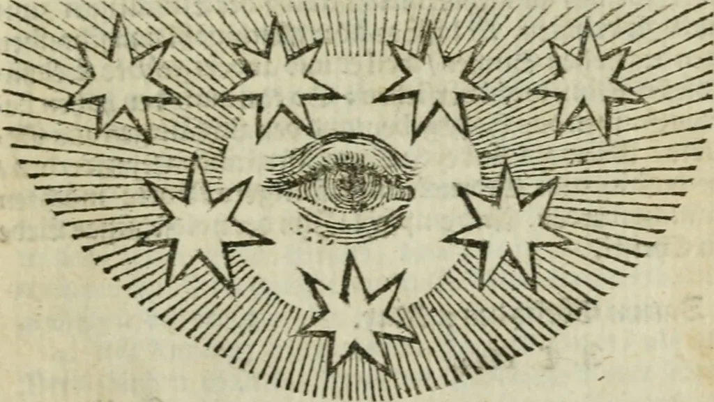 An illustration from Des gottseeligen hocherleuchteten Jacob Böhmens teutonici Philosophi Alle theosophische Wercken : darinnen alle tieffe Geheimnüsse Gottes der ewigen und zeitlichen Natur und Creatur : samt dem wahren Grunde christlicher Religion und der Gottseeligkeit, nach dem apostolischen Gezeugnüss offenbahrer werden : theils aus des Authoris eigenen Originalen, theils aus den ersten und nachgesehenen besten Copyen auffs fleissigste corrigiret : und in Beyfügung etlicher Clavium so vorhin noch nie gedruckt, nebenst einem zweyfachen Register : den Liebhabern göttlicher und natürlicher Weissheit zum besten an Tag gegeben, 1682, leaf 1088