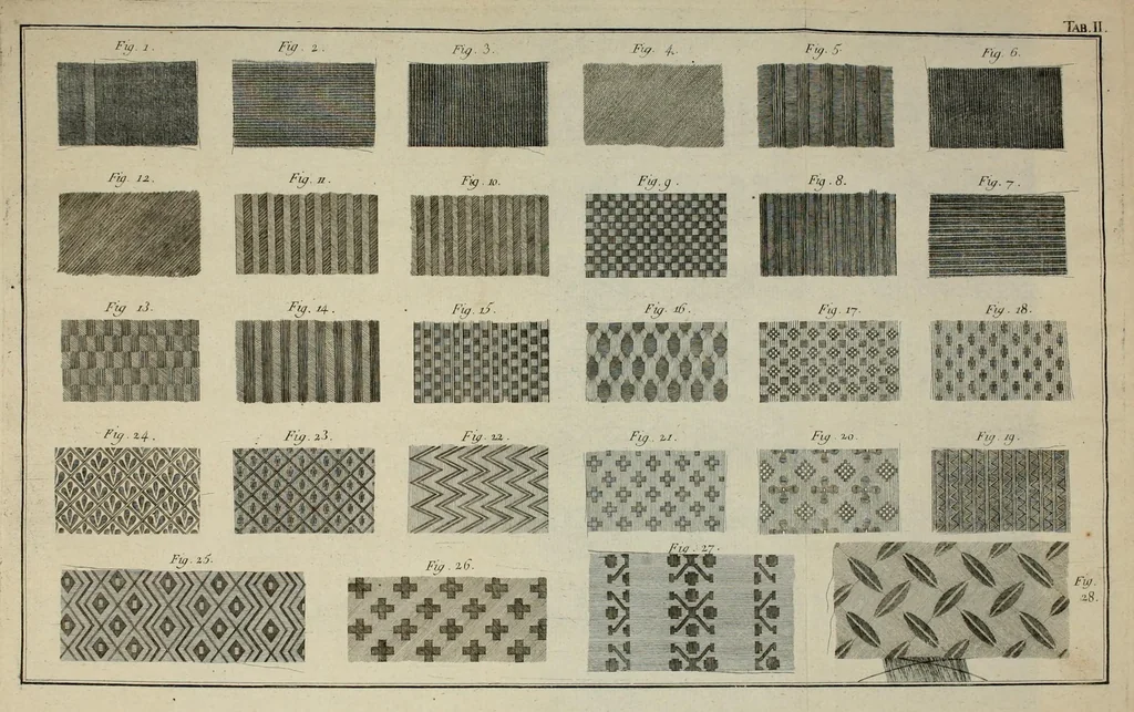 An illustration from Des Herrn Roland de la Platiere, Oberaufsehers der Manufakturen in der Picardie ... Kunst des Wollenzeugfabrikanten, oder, Neueste vollständige Beschreibung geschorne, glatte und gekreutzte Wollenzeuge zu verfertigen nebst den darzu gehörigen Instrumenten und den damit verfertigten Zeugen, 1782, leaf 259