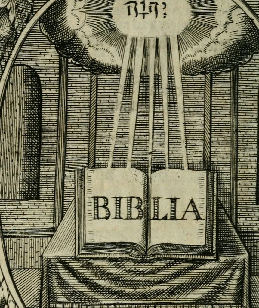 An illustration from Des hocherleuchteten seel. Herrn Johann Arndts, General-Superint. des Fürstenthums Lüneburg Neu-eröffnetes Paradiess-Gärtlein : worinn allen Liebhabern des Wahren Christenthums, durch lehr- und trostreiche Gebeter gezeiget, wie sie ... eifrig zu Gott beten ... auch in Creutz und Leiden andächtig zu Gott seufftzen können : zum bequemen Gebrauch mit drey unterschiedenen Registern, ... auch anitzo zum ersten Mahl mit neuen erbaulichen Sinn-Bildern, dergleichen noch bey keiner andern Edition zu finden, nicht weniger denen merckwürdigen Wunder-Geschichten, so mit diesem geistreichen Buche sich zugetragen, versehen, 1708, leaf 21