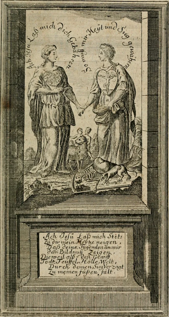 An illustration from Des Hocherleuchteten Sel. Johann Arndts, General-Superintendentens des Fürstenthums Lüneburg, Fünff geistreiche Bücher, vom wahren Christenthum ... : Welchen noch beygefüget drey andere kleine Bücher welchen zu des sel. Joahnn Arndts wahren Christenthum gehörig .., 1740, leaf 404