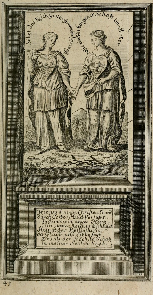 An illustration from Des Hocherleuchteten Sel. Johann Arndts, General-Superintendentens des Fürstenthums Lüneburg, Fünff geistreiche Bücher, vom wahren Christenthum ... : Welchen noch beygefüget drey andere kleine Bücher welchen zu des sel. Joahnn Arndts wahren Christenthum gehörig .., 1740, leaf 878