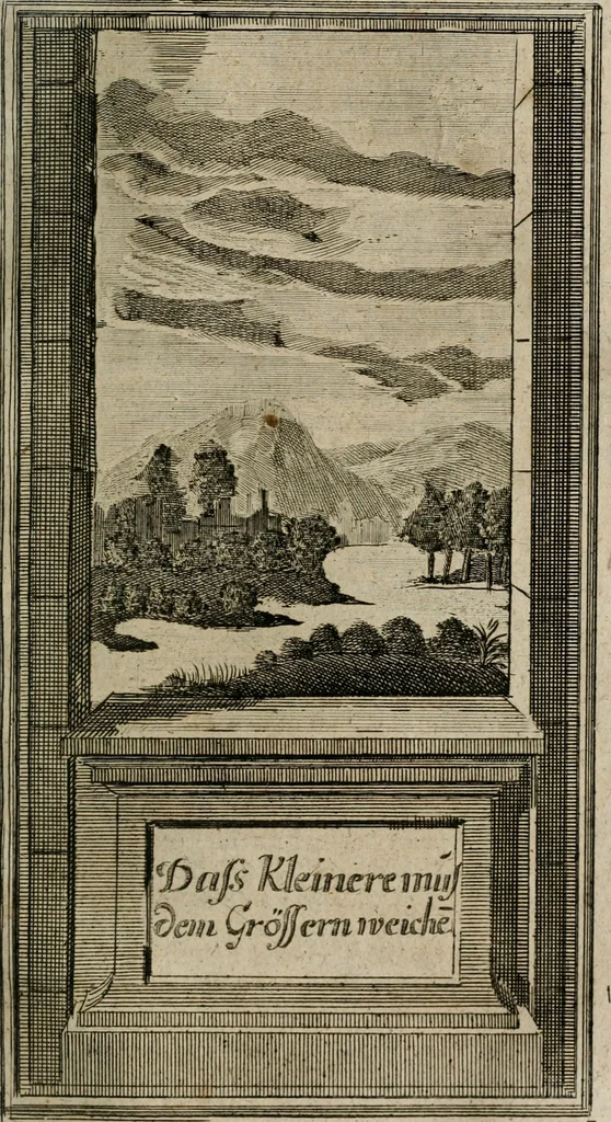 An illustration from Des Hocherleuchteten Sel. Johann Arndts, General-Superintendentens des Fürstenthums Lüneburg, Fünff geistreiche Bücher, vom wahren Christenthum ... : Welchen noch beygefüget drey andere kleine Bücher welchen zu des sel. Joahnn Arndts wahren Christenthum gehörig .., 1740, leaf 948