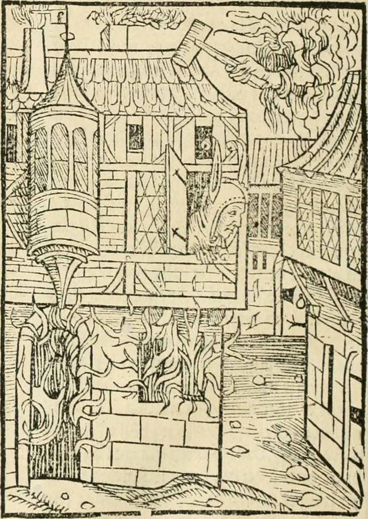An illustration from Des hochwirdigen doctor Keiserspergs narenschiff : so er gepredigt hat zü Strassburg in der hohen stifft daselbst Predictãt d. zeit i498 dis geprediget :vnd vss latin in tütsch bracht, darin vil weissheit ist zü lerne, vnd leert auch die narreschel hinweck werffen ist nütz vnd güt alen menschen, 1520, leaf 111