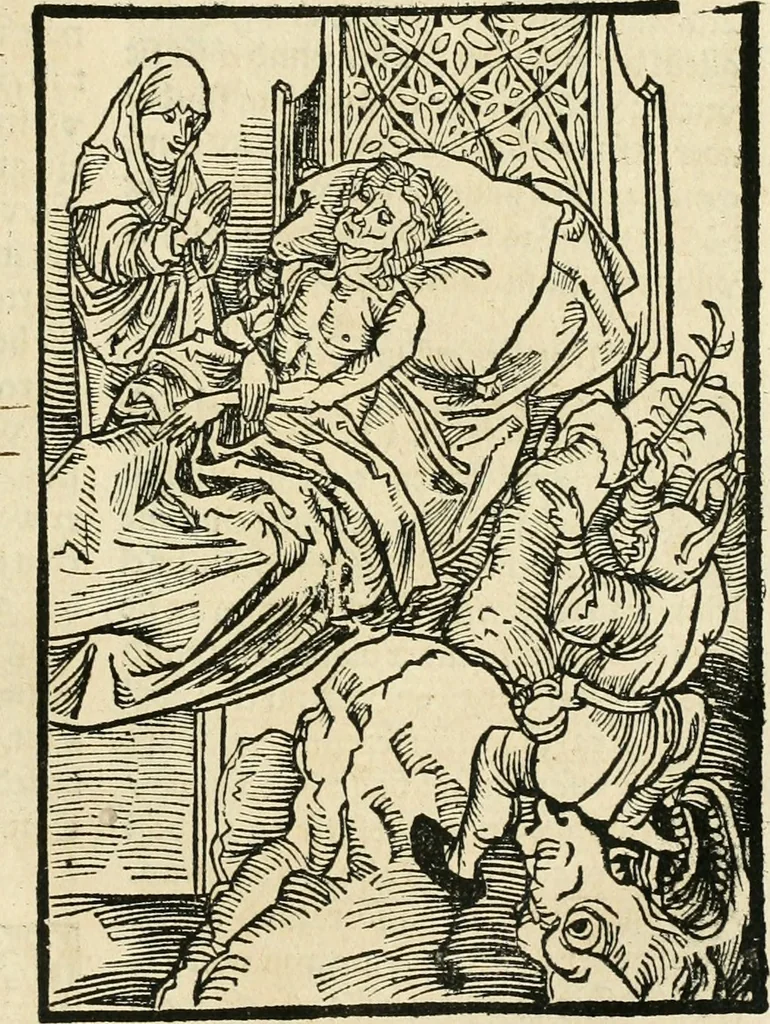 An illustration from Des hochwirdigen doctor Keiserspergs narenschiff : so er gepredigt hat zü Strassburg in der hohen stifft daselbst Predictãt d. zeit i498 dis geprediget :vnd vss latin in tütsch bracht, darin vil weissheit ist zü lerne, vnd leert auch die narreschel hinweck werffen ist nütz vnd güt alen menschen, 1520, leaf 132