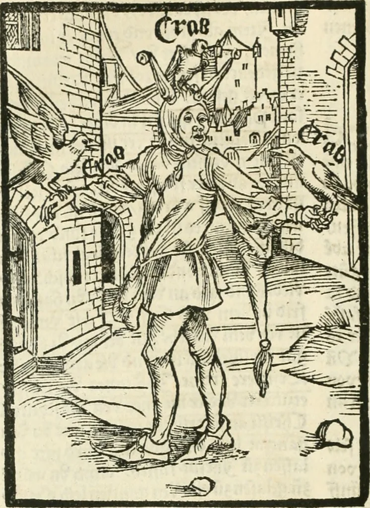 An illustration from Des hochwirdigen doctor Keiserspergs narenschiff : so er gepredigt hat zü Strassburg in der hohen stifft daselbst Predictãt d. zeit i498 dis geprediget :vnd vss latin in tütsch bracht, darin vil weissheit ist zü lerne, vnd leert auch die narreschel hinweck werffen ist nütz vnd güt alen menschen, 1520, leaf 137